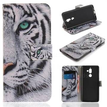 White Tiger PU Leather Wallet Case for Nokia 7 Plus
