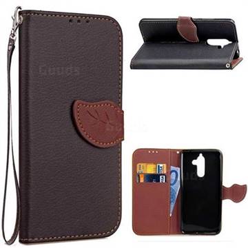 Leaf Buckle Litchi Leather Wallet Phone Case for Nokia 7 Plus - Black