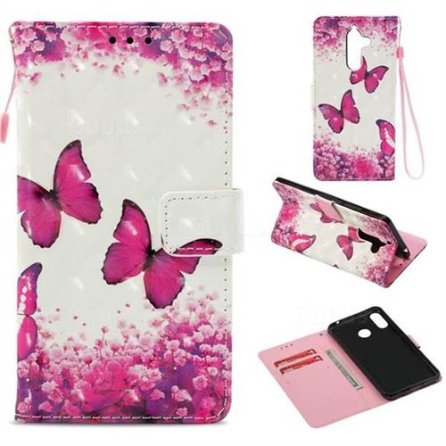 Rose Butterfly 3D Painted Leather Wallet Case for Nokia 7 Plus