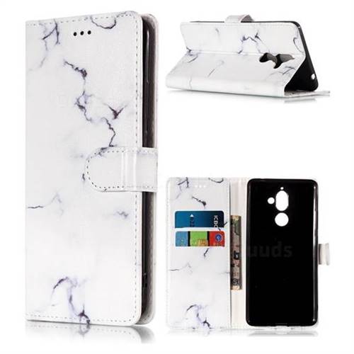 Soft White Marble PU Leather Wallet Case for Nokia 7 Plus