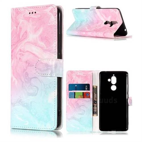 Pink Green Marble PU Leather Wallet Case for Nokia 7 Plus