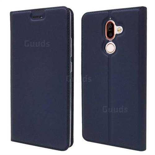 Ultra Slim Card Magnetic Automatic Suction Leather Wallet Case for Nokia 7 Plus - Royal Blue