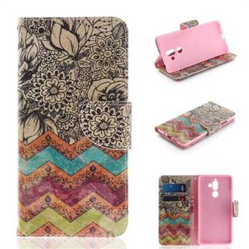 Wave Flower PU Leather Wallet Case for Nokia 7 Plus