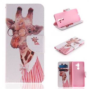 Pink Giraffe PU Leather Wallet Case for Nokia 7 Plus
