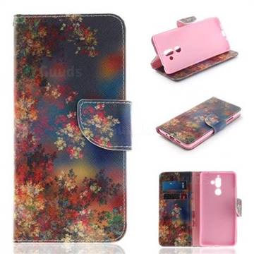 Colored Flowers PU Leather Wallet Case for Nokia 7 Plus