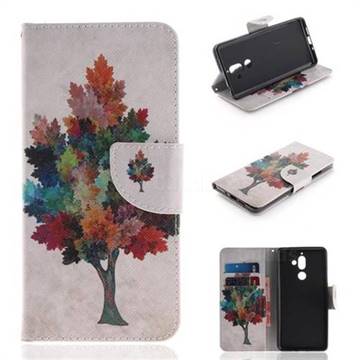 Colored Tree PU Leather Wallet Case for Nokia 7 Plus