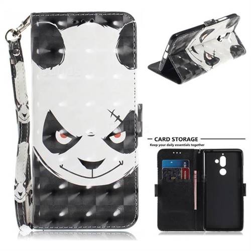 Angry Bear 3D Painted Leather Wallet Phone Case for Nokia 7 Plus