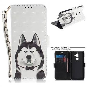 Husky Dog 3D Painted Leather Wallet Phone Case for Nokia 7 Plus