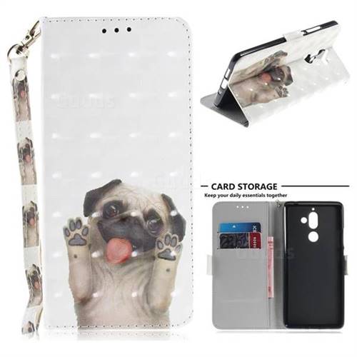 Pug Dog 3D Painted Leather Wallet Phone Case for Nokia 7 Plus
