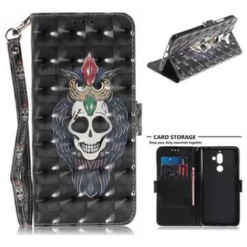 Skull Cat 3D Painted Leather Wallet Phone Case for Nokia 7 Plus