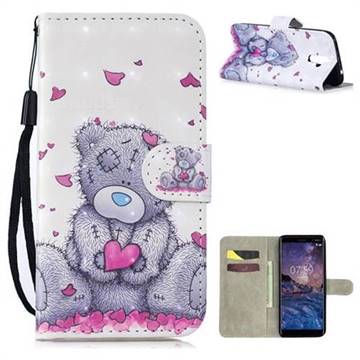 Love Panda 3D Painted Leather Wallet Phone Case for Nokia 7 Plus