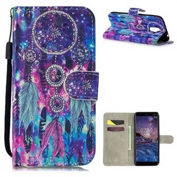 Star Wind Chimes 3D Painted Leather Wallet Phone Case for Nokia 7 Plus