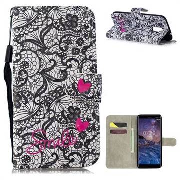 Lace Flower 3D Painted Leather Wallet Phone Case for Nokia 7 Plus