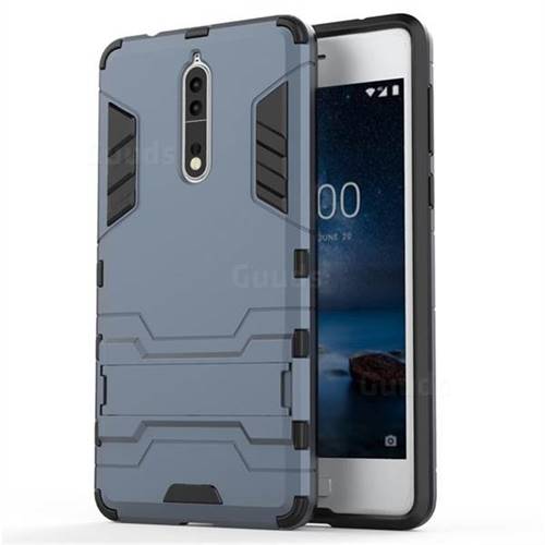 Armor Premium Tactical Grip Kickstand Shockproof Dual Layer Rugged Hard Cover for Nokia 8 - Navy