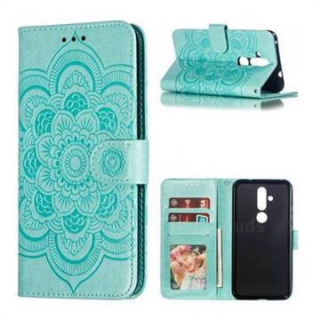 Intricate Embossing Datura Solar Leather Wallet Case for Nokia 8.1 Plus (Nokia X71) - Green