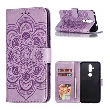 Intricate Embossing Datura Solar Leather Wallet Case for Nokia 8.1 Plus (Nokia X71) - Purple
