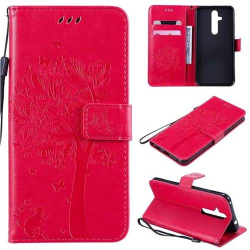 Embossing Butterfly Tree Leather Wallet Case for Nokia 8.1 Plus (Nokia X71) - Rose