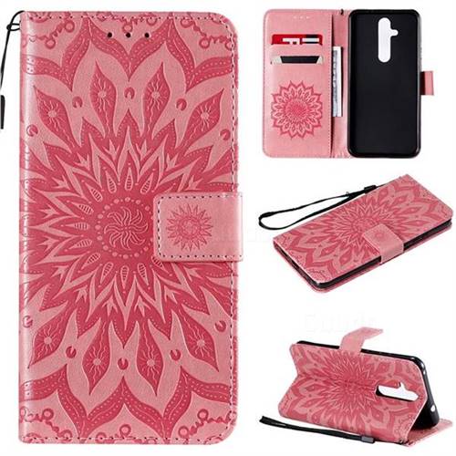 Embossing Sunflower Leather Wallet Case for Nokia 8.1 Plus (Nokia X71) - Pink