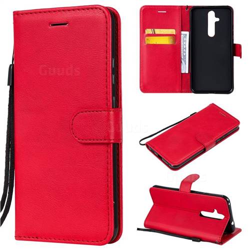 Retro Greek Classic Smooth PU Leather Wallet Phone Case for Nokia 8.1 Plus (Nokia X71) - Red