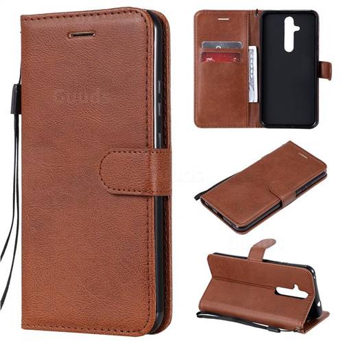 Retro Greek Classic Smooth PU Leather Wallet Phone Case for Nokia 8.1 Plus (Nokia X71) - Brown