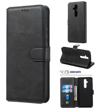 Retro Calf Matte Leather Wallet Phone Case for Nokia 8.1 Plus (Nokia X71) - Black