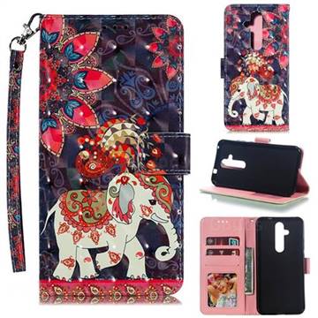 Phoenix Elephant 3D Painted Leather Phone Wallet Case for Nokia 8.1 Plus (Nokia X71)