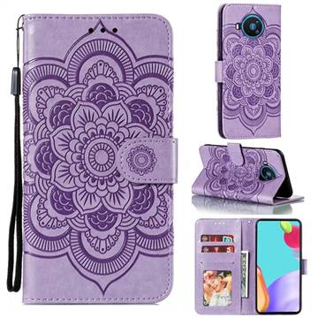 Intricate Embossing Datura Solar Leather Wallet Case for Nokia 8.3 - Purple