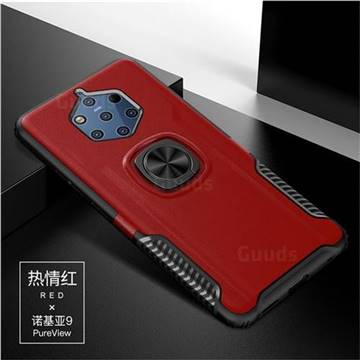 Knight Armor Anti Drop PC + Silicone Invisible Ring Holder Phone Cover for Nokia 9 - Red