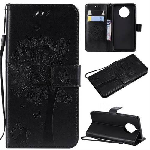 Embossing Butterfly Tree Leather Wallet Case for Nokia 9 PureView - Black