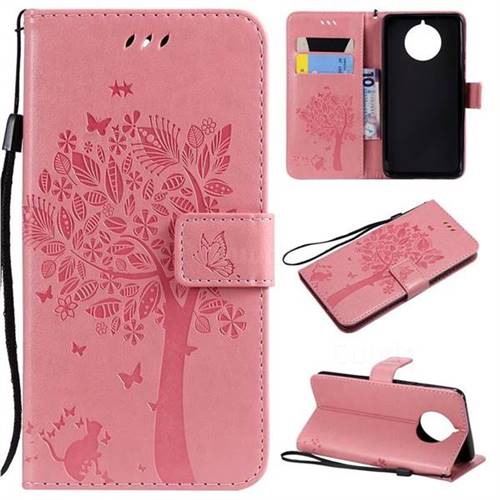 Embossing Butterfly Tree Leather Wallet Case for Nokia 9 PureView - Pink