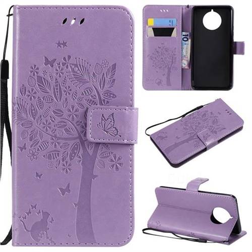 Embossing Butterfly Tree Leather Wallet Case for Nokia 9 PureView - Violet