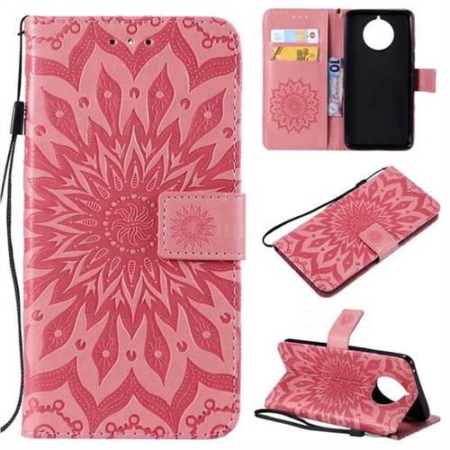 Embossing Sunflower Leather Wallet Case for Nokia 9 PureView - Pink