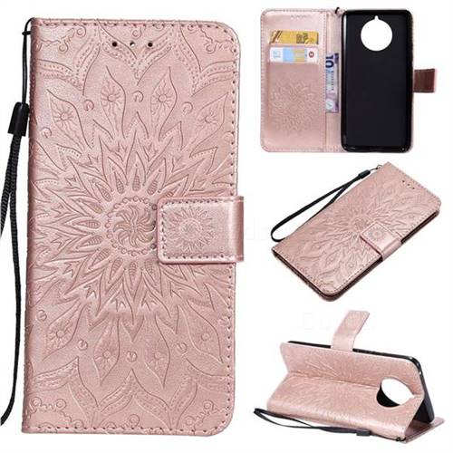 Embossing Sunflower Leather Wallet Case for Nokia 9 PureView - Rose Gold