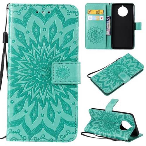 Embossing Sunflower Leather Wallet Case for Nokia 9 PureView - Green