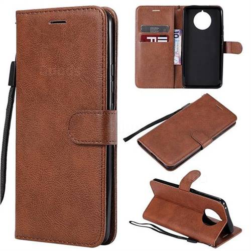 Retro Greek Classic Smooth PU Leather Wallet Phone Case for Nokia 9 PureView - Brown