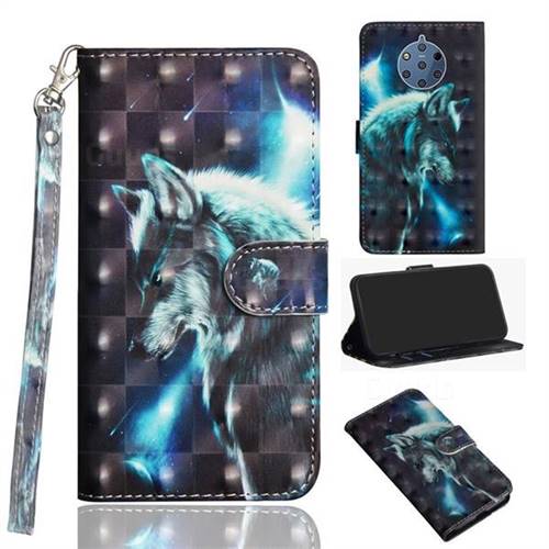 Snow Wolf 3D Painted Leather Wallet Case for Nokia 9 PureView