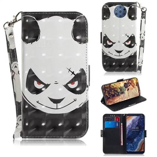Angry Bear 3D Painted Leather Wallet Phone Case for Nokia 9 PureView