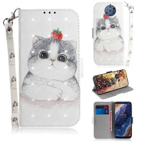 Cute Tomato Cat 3D Painted Leather Wallet Phone Case for Nokia 9 PureView