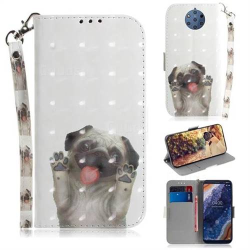 Pug Dog 3D Painted Leather Wallet Phone Case for Nokia 9 PureView