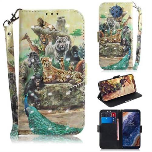 Beast Zoo 3D Painted Leather Wallet Phone Case for Nokia 9 PureView