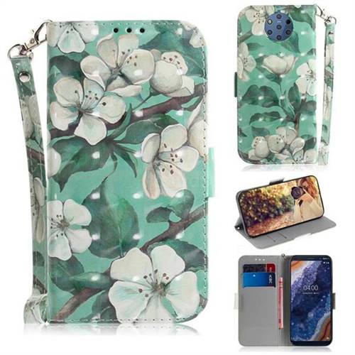 Watercolor Flower 3D Painted Leather Wallet Phone Case for Nokia 9 PureView