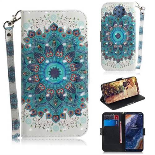 Peacock Mandala 3D Painted Leather Wallet Phone Case for Nokia 9 PureView