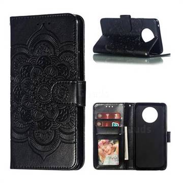 Intricate Embossing Datura Solar Leather Wallet Case for Nokia 9 PureView - Black