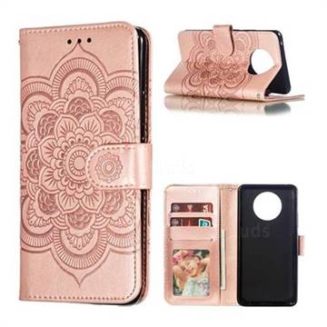 Intricate Embossing Datura Solar Leather Wallet Case for Nokia 9 PureView - Rose Gold
