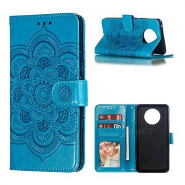 Intricate Embossing Datura Solar Leather Wallet Case for Nokia 9 PureView - Blue