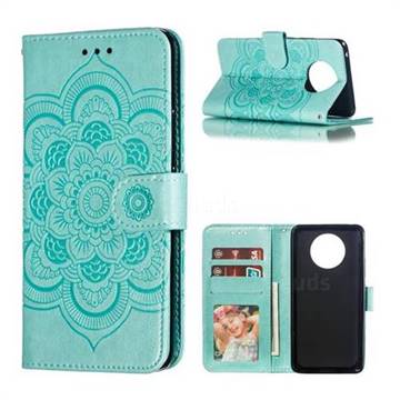 Intricate Embossing Datura Solar Leather Wallet Case for Nokia 9 PureView - Green