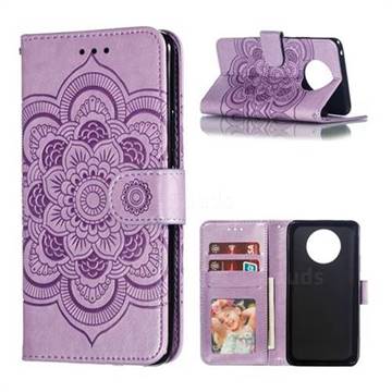 Intricate Embossing Datura Solar Leather Wallet Case for Nokia 9 PureView - Purple