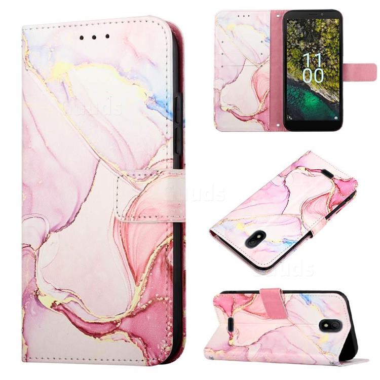 Rose Gold Marble Leather Wallet Protective Case for Nokia C100