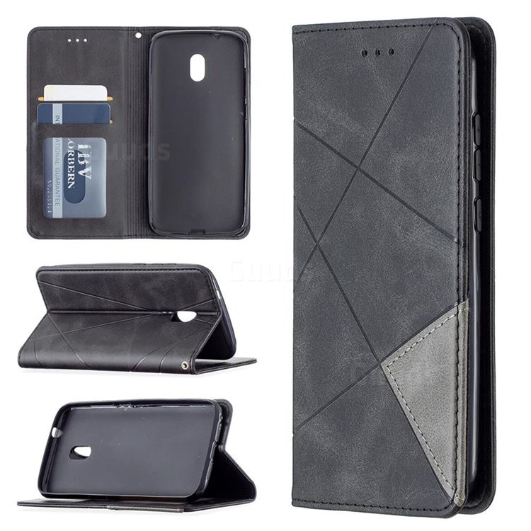 Prismatic Slim Magnetic Sucking Stitching Wallet Flip Cover for Nokia C1 Plus - Black