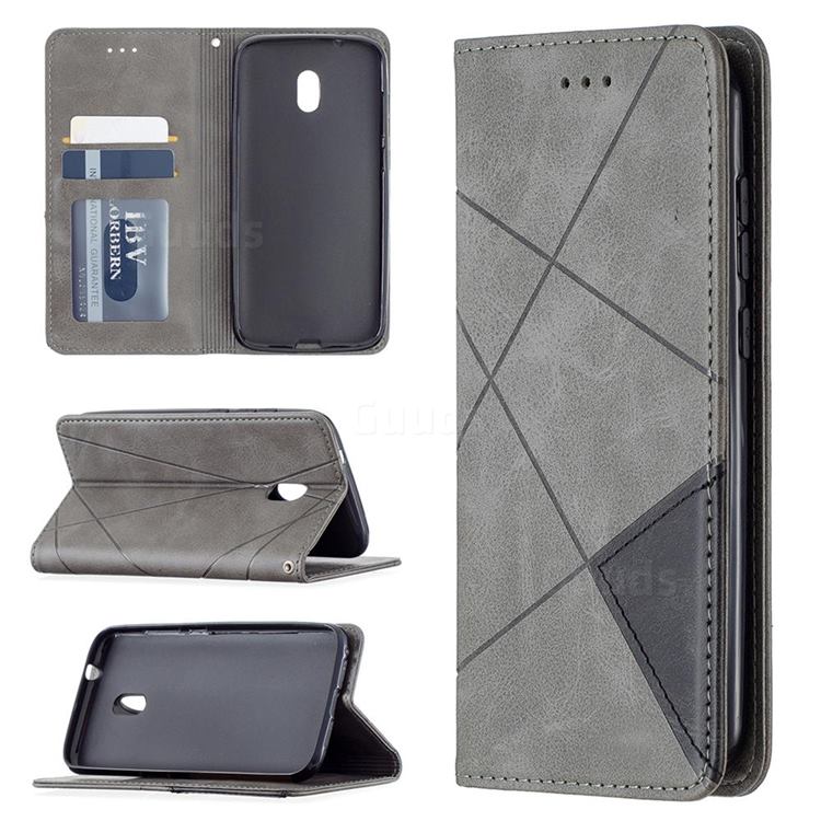 Prismatic Slim Magnetic Sucking Stitching Wallet Flip Cover for Nokia C1 Plus - Gray